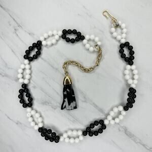 Chunky Black White Beaded Chain Belt Small Extra Small XS S ✨